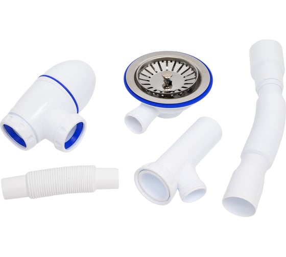 Сифон Unicorn B436V 3 1/2х40 с круглым переливом, с носиком, с гофрой 40х40х50 544820