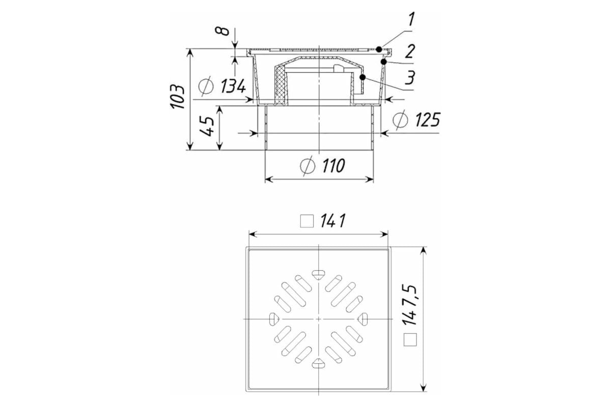 Трап Татполимер ТП-104.110-150VSHs ПП 110 вертикальный выпуск 07813 ...