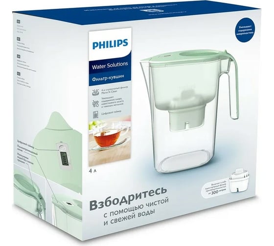 Фильтр-кувшин PHILIPS мятный, 4л AWP2938GNT/51