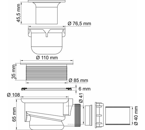 Сифон для поддонов WasserKRAFT D455