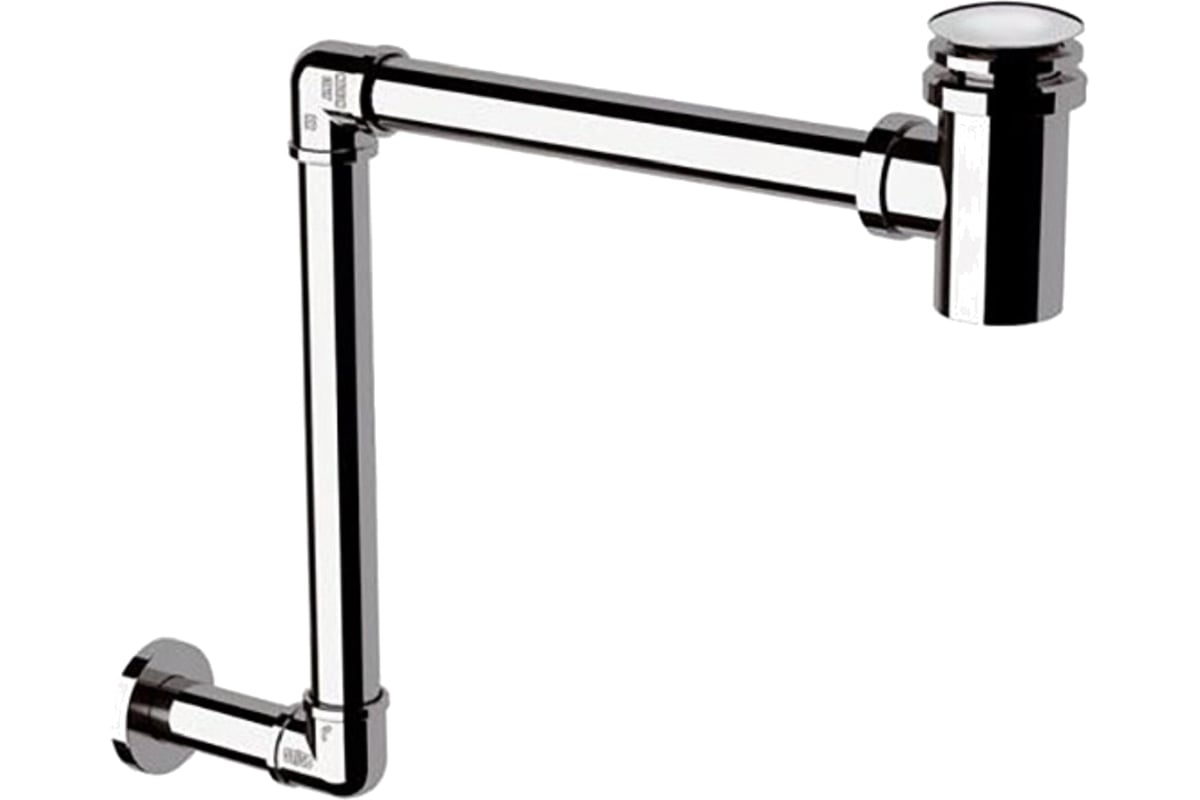 Металлический сифон REMER с донным клапаном и хромированными трубками ...