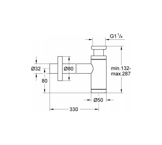 Сифон GROHE 1 1/4" из латуни, цвет холодный рассвет, матовый 28912GN0
