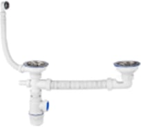 Сифон VIRPLAST Элит 3.1/2 двойной разноур., с отв. д/ст.м и круглым переливом 100340