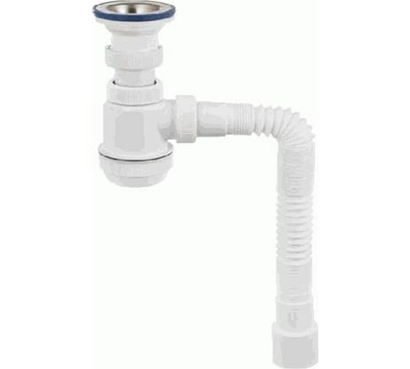 Сифон VIRPLAST МИНИ Элит 1.1/2 х40/50 с нерж.чашкой 70 мм и гибкой трубой 100320 30986760