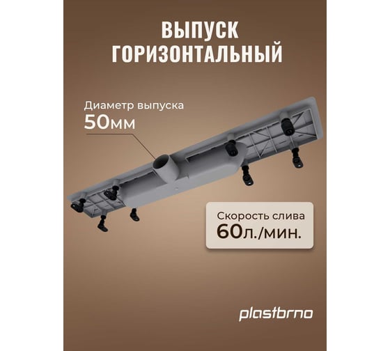 Комбинированный пластиковый сливной канал Plastbrno решетка из нержавеющей стали 1, L=750 SZA1750