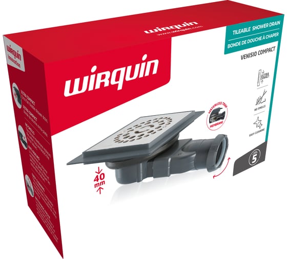 Трап под плитку Wirquin Venisio Compact силикон, мембр., D90 мм, D40/43 мм, высота под полом 30723462