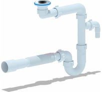 Сифон для умывальника АНИ Пласт смещённый 1 1/4"х32 с отводом для стиральной/посудомоечной машины DB5316