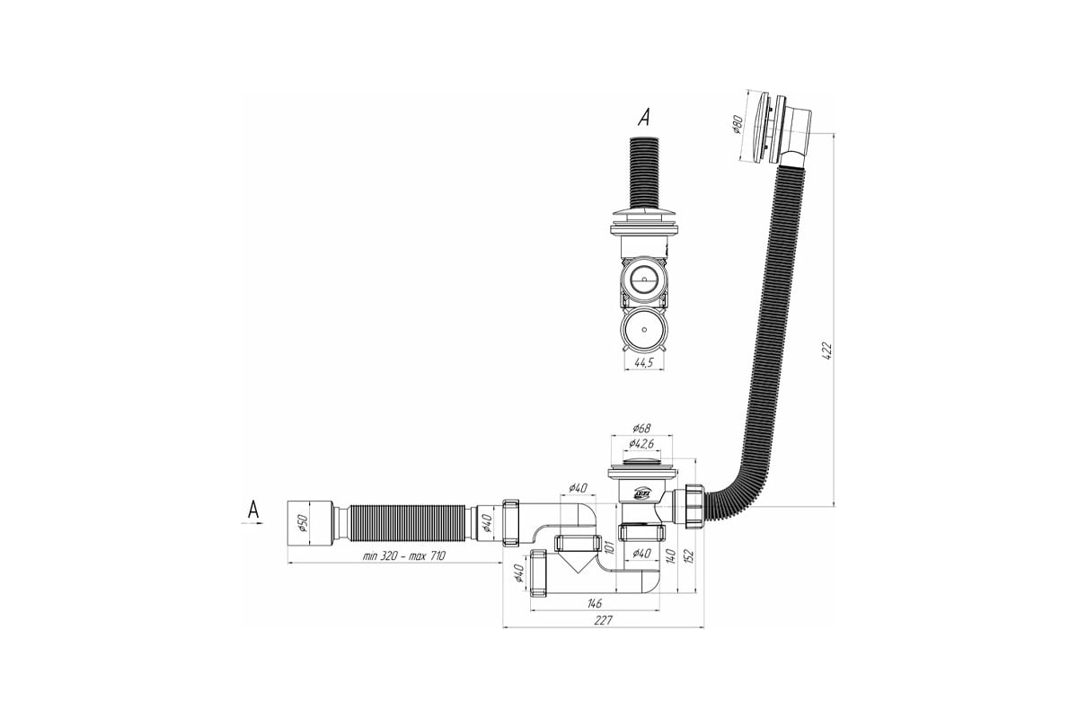 Сифон для ванны АНИ пласт 1 1/2\"х40 EC255S - выгодная цена, отзывы ...