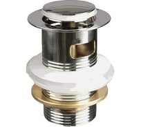 Донный клапан Terma CLICK-CLACK c маленькой кнопкой, с переливом, хром 32361