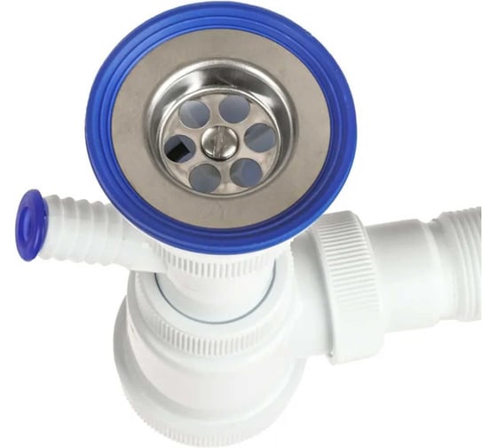 Сифон VIRPLAST 1.1/2 "МИНИ Элит"с нерж.чашкой Ø63 мм, с отв.дляст.м и гофрой 40/50 L800мм арт. 30980679