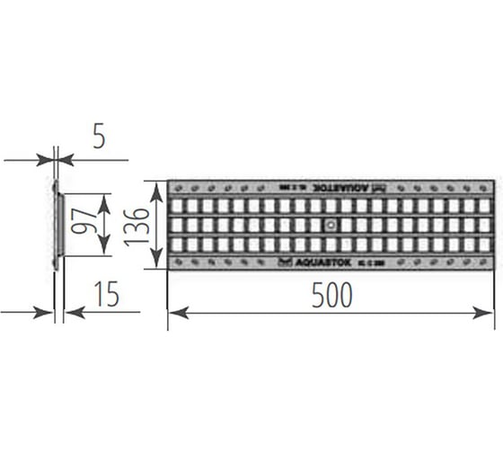 Пластиковая решетка Aquastok ячеистая Norma 100 А15 500x136x15 (310030А) 549097