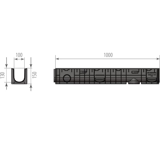 Лоток Aquastok ЛВП Norma DN100 H150 C250 1000x148x150 (11015) 549085