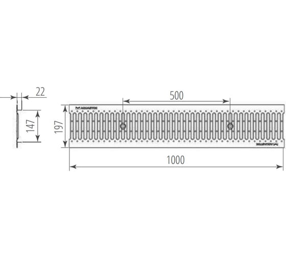 Штампованная оцинкованная решетка Aquastok Norma DN150 А15 1000x197x22 (31541А) 549099