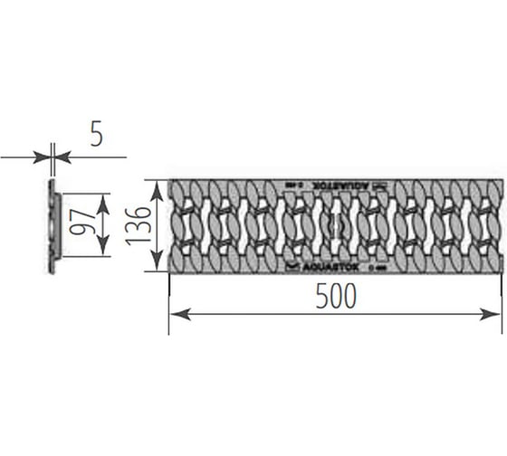 Чугунная решетка Aquastok косичка Norma DN100 C250 500x136x17.5 (31017C) 549112