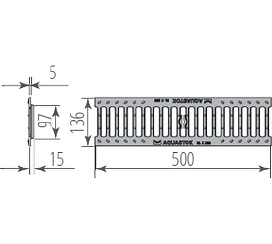Чугунная решетка Aquastok щелевая Norma DN100 C250 500x136x15 (31013C) 549109
