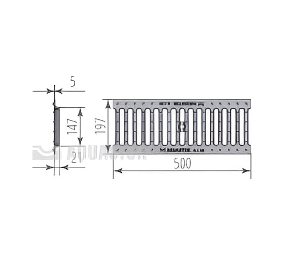 Чугунная решетка Aquastok щелевая Norma DN150 C250 500x197x21 (31513C) 549110