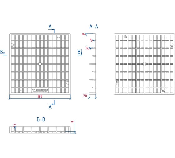 Пластиковая решетка Aquastok 200x200 A15 (31851) 549130