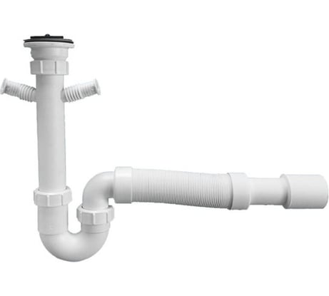 Сифон McAlpine P-образный, диаметр 40, универсальный, с 2-я носиками и гофрой MRSK10