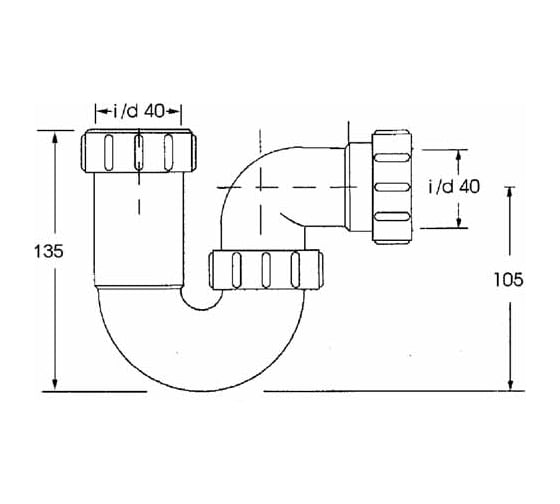 Сифон McAlpine без выпуска d40-40/40 P-образный 5255