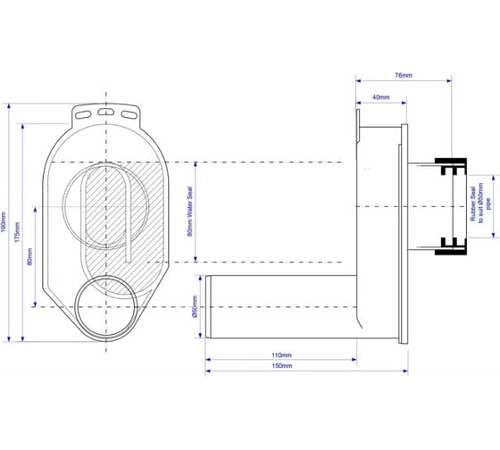 Сифон для писсуара McAlpine вакуумный, горизонтальный d50 HC-UP50