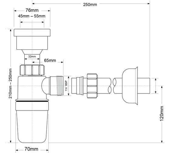 Сифон для писсуара McAlpine d32 HC2P