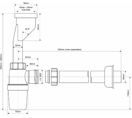 Сифон для писсуара McAlpine со смещением d32-40 HC2PO-40