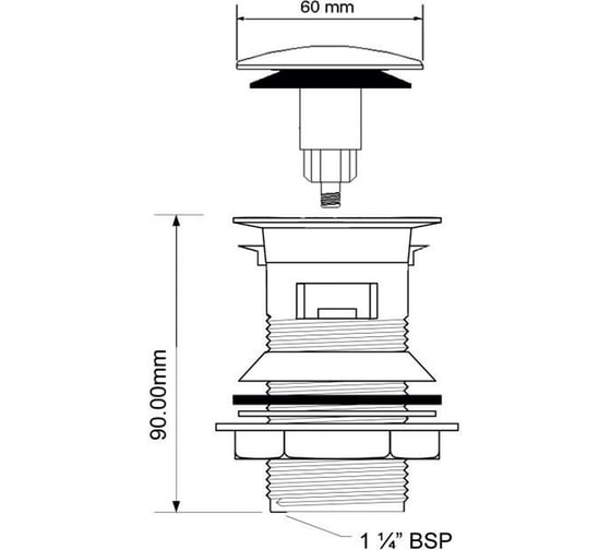 Донный клапан McAlpine с переливом, кнопка CW60-CB