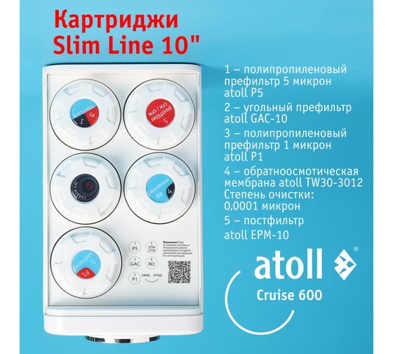 Прямоточная система обратного осмоса Atoll Cruise 600m (A-5500mp) ATEFDR080