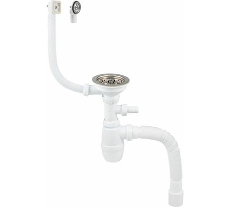 Сифон для мойки Wirquin с выпуском D90 мм с отводом для стир.машины, универсал. перелив 30987144