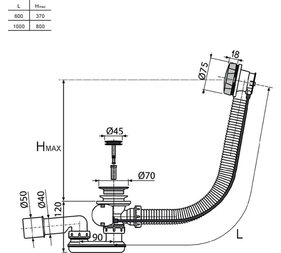 Слив-перелив AM.PM черный W90A-000-OflB
