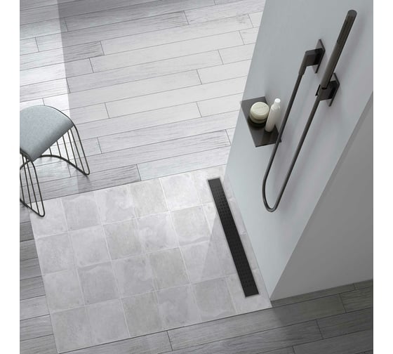 Душевой лоток VINCEA SAY OPTIMA 80 см, матовый черный SAY.601.80.B.M.S.PITI