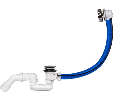 Слив-перелив для ванны STYRON полуавтоматический (тросиковое управление), с функцией "анти-клик", плоский 53 см, хром STY-536-A-K-L