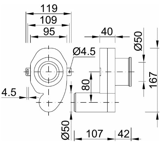 Сифон для писсуара STYRON с задним спуском STY-535-2