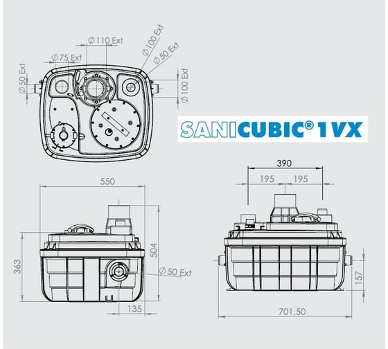 Канализационная станция SFA SANICUBIC 1 XL VX IP68 CUBIC1XLVX