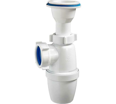 Бутылочный сифон ORIO малый корпус с литым выпуском 1 1/2 40 с пластиковой решеткой D-70мм А-7201