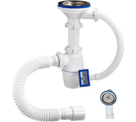 Бутылочный сифон ORIO ОРИО 3 1/2x40, с переливом универсальный перелив, гибкой трубой 40-40/50 А-45079