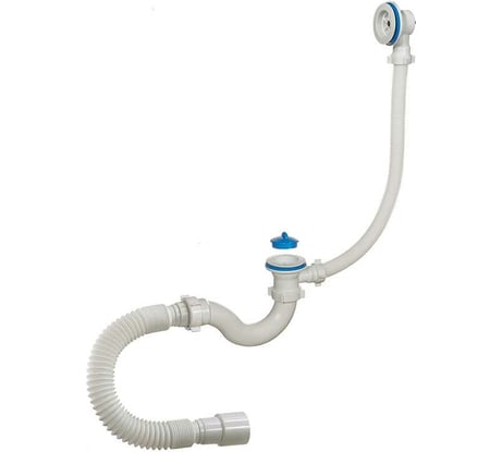 Сифон для ванны ORIO 1 1/2x40, с пластиковой решеткой D-70мм, с переливом и гибкой трубой 40-40/50 А-70089