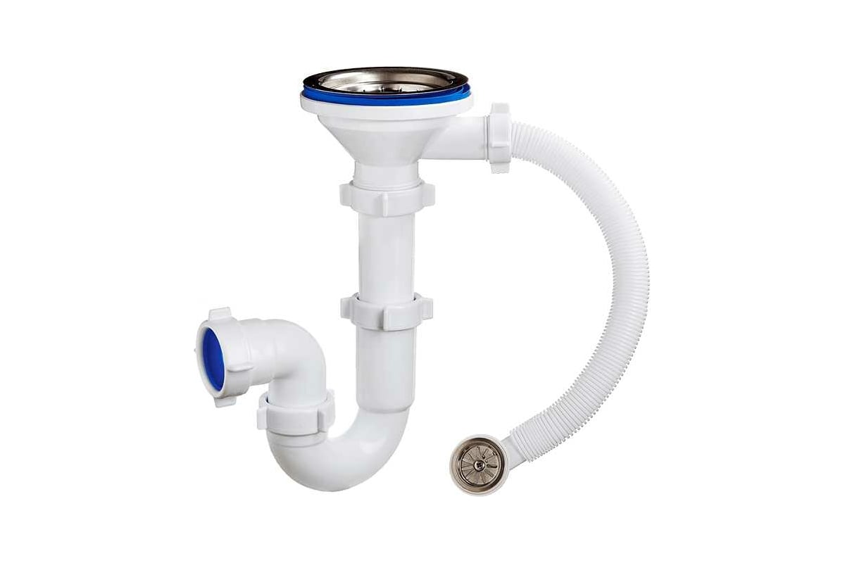 Прямоточный сифон ORIO 3 1/2 40, с переливом для керамогранитной мойки ...