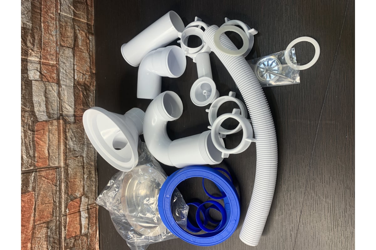 Прямоточный сифон ORIO 3 1/2 40, с переливом для керамогранитной мойки ...