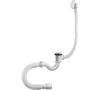 Сифон для ванны ORIO 1 1/2x40 S-тип, клик-клак, с переливом перелив и слив металлические и гибкой трубой 40-40/50 А-21089