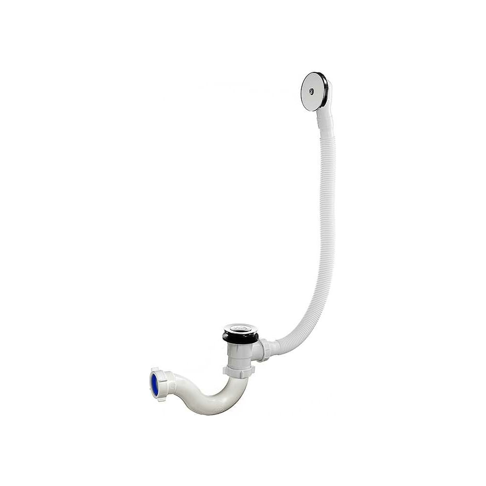 Сифон для ванны ORIO 1 1/2x40, S -тип, клик-клак, с переливом перелив и ...
