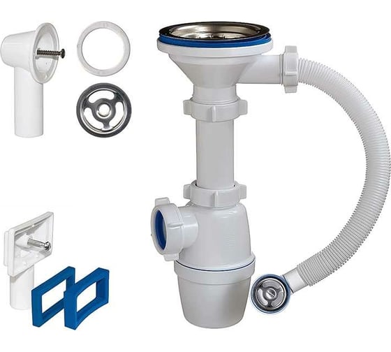 Бутылочный сифон ORIO 3 1/2x40, с переливом прямоугольным и круглым Б-4507
