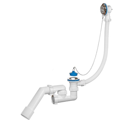 Сифон для ванны ORIO 1 1/2x40 регулируемый, с переливом, с переходной трубой 45 градусов 40-40/50 А-80087