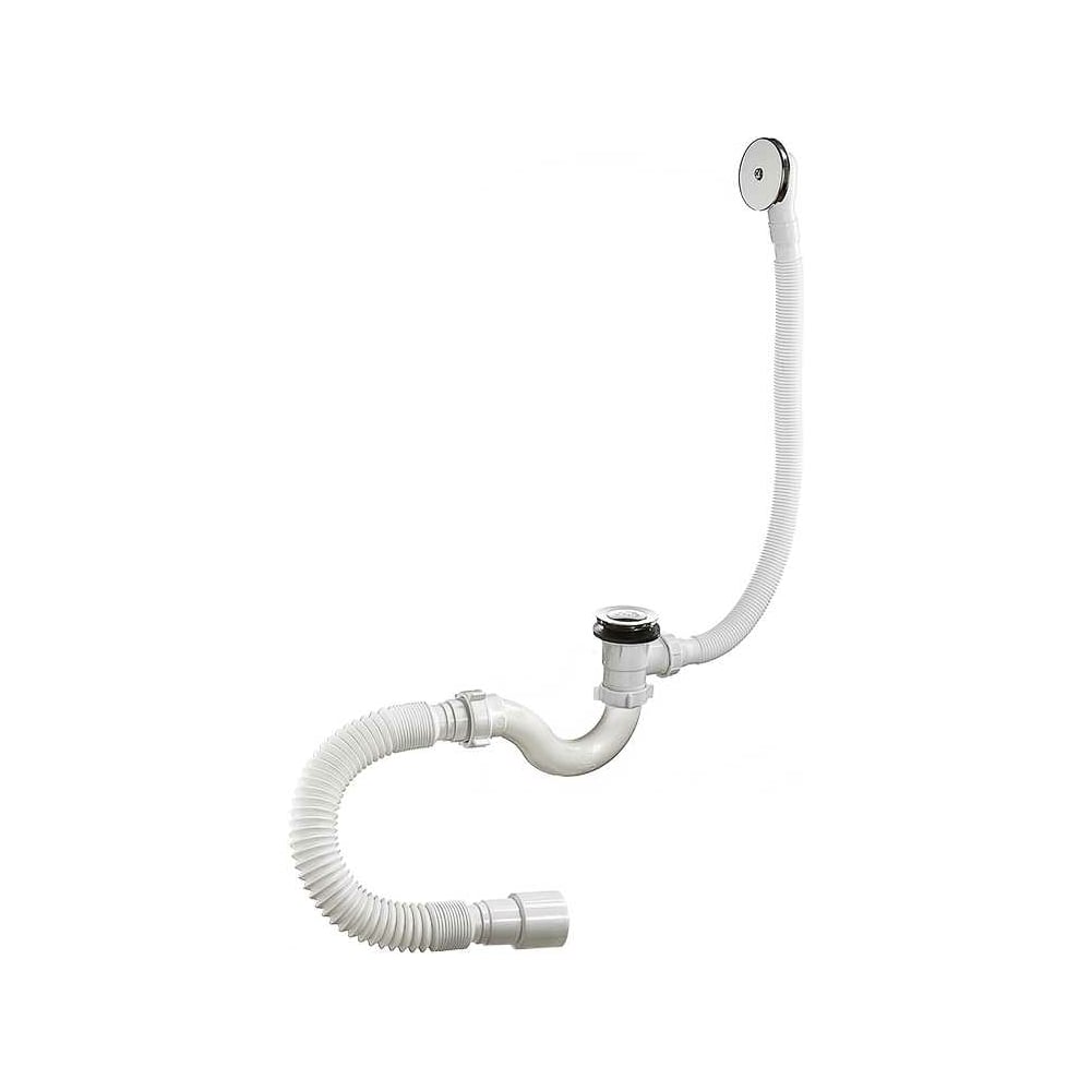 Сифон для ванны ORIO 1 1/2x40, S-тип, клик-клак, с переливом перелив и ...