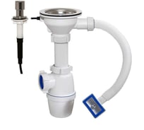 Бутылочный сифон ORIO с выпуском полуавтомат 3 1/2 и прямоугольным переливом кнопка-грибок, под отверстие D-16мм АА-4007