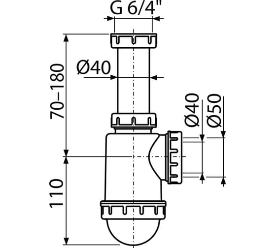 Сифон для мойки Alcadrain с накидной гайкой 6/4" ag210722154 00079322