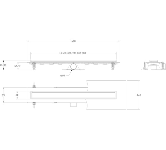 Душевой лоток DAVETI basic abs 60 см, трап + сухой затвор D60ABS