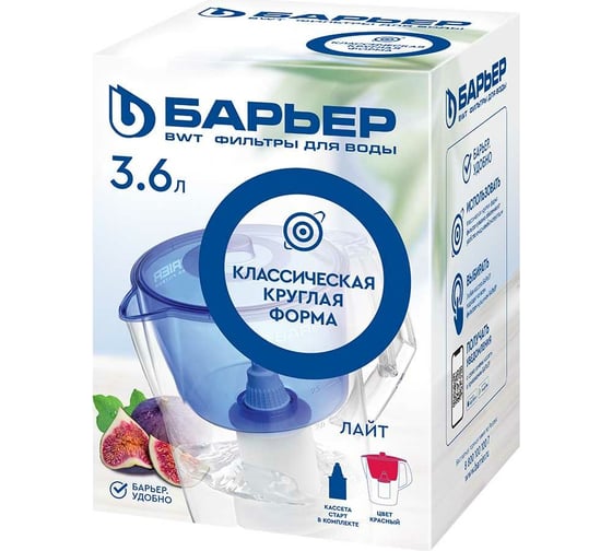 Фильтр-кувшин для очистки воды БАРЬЕР Лайт 3,6 л, цвет красный