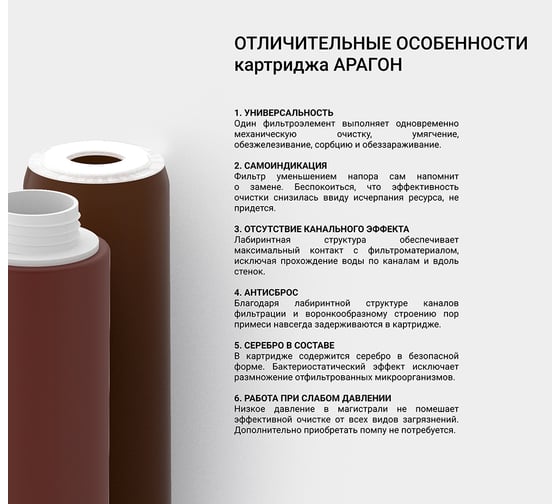 Картридж фильтра для воды Арагон-3 20ВВ Гейзер 30056