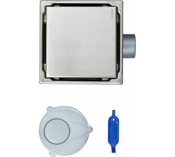 Точечный трап Logan L004-150 с решеткой из нержавеющей стали, под плитку, 15x15 см 00306894